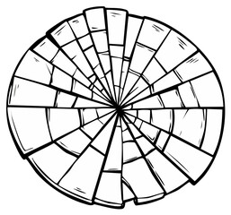 Obraz premium Abstract radial pattern of geometric shapes resembling a shattered spiderweb or abstract mandala