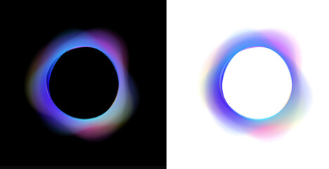 Neon shape circle PNG with gradient glow and soft edges. Luminous round shape with smooth light. Abstract futuristic glowing ring.