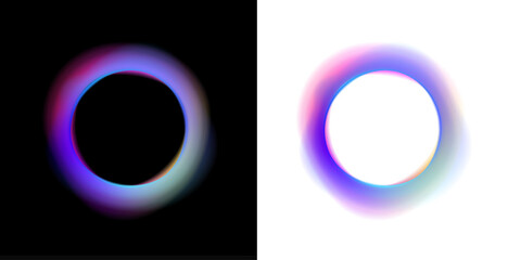 Neon glowing circle with gradient edge PNG. Bright luminous ring with subtle soft light. Futuristic digital round element.