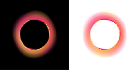 A neon circle with gradient glow and shiny edges PNG. Smooth luminous ring with bright vibrant colors. Digital futuristic round light element.