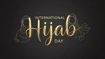 Obraz premium International Hijab Day celebration with elegant gold typography
