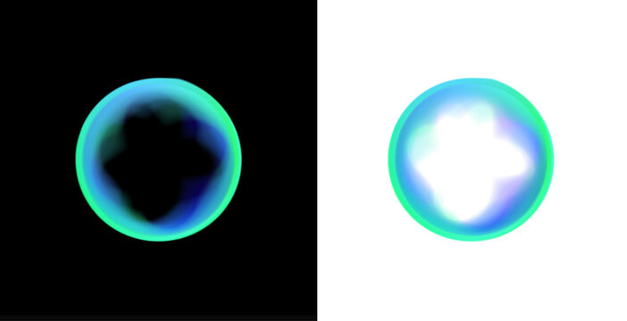 A neon liquid sphere rotates inside a circular PNG frame. Gradient shapes of smooth liquid swirl around the bubble. Tiny glowing particles orbit the neon circle. - Powered by Adobe