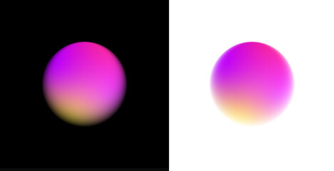 Iridescent gradient circle with floating liquid droplets, blurred mesh overlay, rainbow colors blending smoothly, subtle shimmer, luminous edges, round banner PNG.