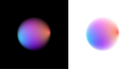 Soft neon gradient circle with translucent liquid streaks, scattered holographic drops, rainbow colors blending inside mesh, glowing edges, luminous round banner PNG.