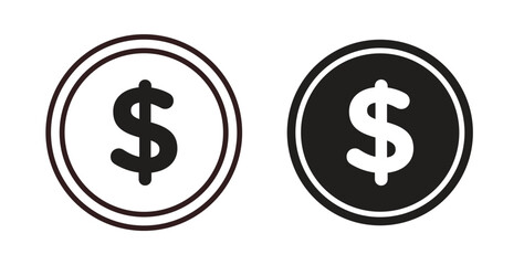 Obraz premium Coin icons. thin line and glyph vector icons pack on white background