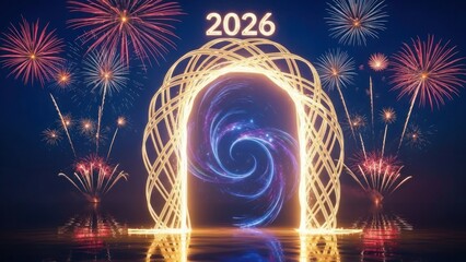 2026 New Year Fireworks Gateway Swirl Portal