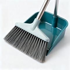 Broom and Dustpan on Minimal Background with Copy Space