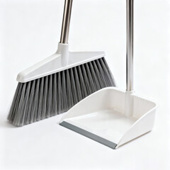 Broom and Dustpan on Minimal Background with Copy Space