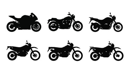 Obraz premium Variety of motorcycle designs presented as dark striking silhouettes