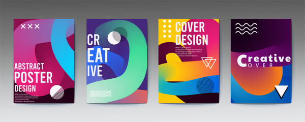 Abstract poster and cover design templates with colorful geometric shapes