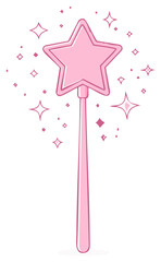 Fototapeta premium Pink Star Wand Sparkles Magic Starry Decoration Fairy Princess Celebration Gift
