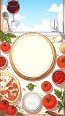 Pizza ingredients on a windowsill