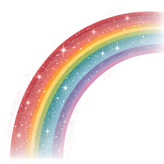 Vibrant rainbow with sparkling stars