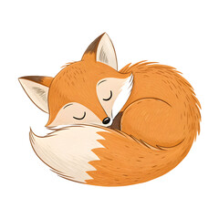 Sleeping fox in a cozy pose