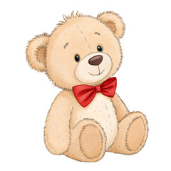 Cute teddy bear with red bow