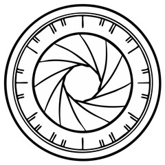 Abstract illustration of a camera lens aperture, graphic design element.