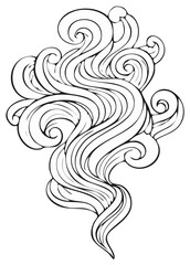 Fototapeta premium Dynamic swirling lines creating a stylized smoke, vapor, or water effect, flowing design with rounded shapes and a sense of movement