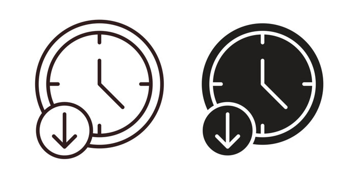 Down time icons. thin line and glyph vector icons pack on white background