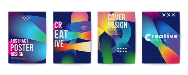 set of colorful abstract poster designs on white background
