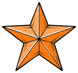 Obraz premium Orange Five-Pointed Star with Black Outline and Cartoon Style Illustration