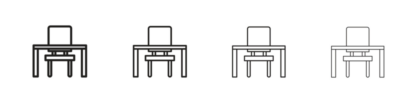 School desk icons, Set of linear icons. Black linear palm icons