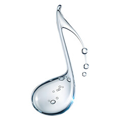 Musical note formed by water droplets