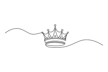 Crown one line art illustration of a royal queen's tiara © Neelufar