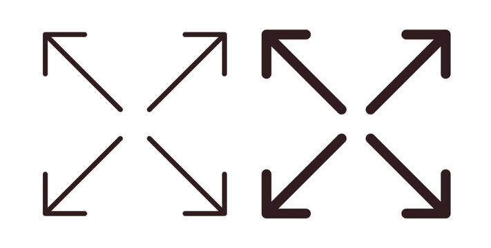 Expand icons. thin line and glyph vector icons pack on white background