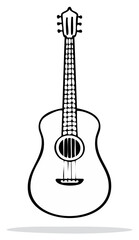 Obraz premium Acoustic Guitar Artistic Line Art Graphic Representation, Strings Instrument