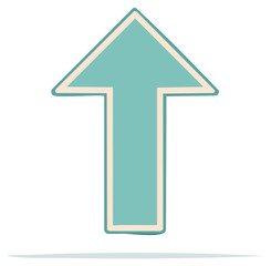 Fototapeta premium Retro Style Teal Arrow Icon Pointing Up for Direction and Progress