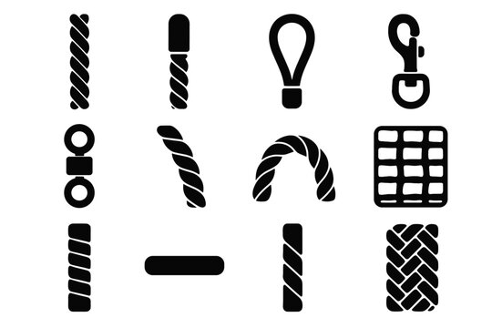 Stable icons rope icon vector panel rounded end leash clip contour strip