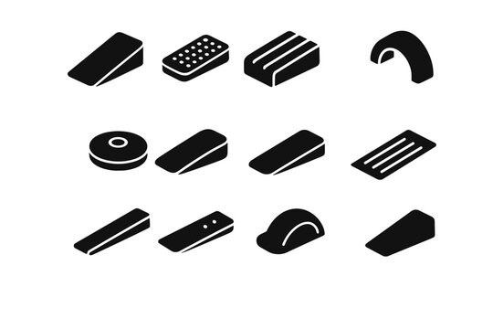 Vector icon plate stoppers stabilizer angled arc floor stopper door support tip