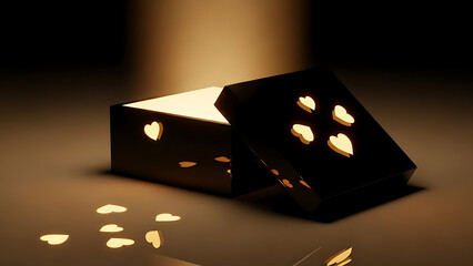 valentine- Open gift box with heart shapes