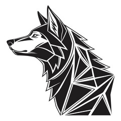 Obraz premium Vector illustration geometric wolf head in black and white