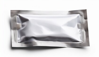 Blank White Foil Single Use Package Sachet On Transparent Background