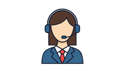 Professional Female Customer Service Icon Wearing Headset for Online Support and Communication Assistance