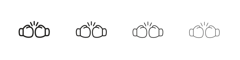 Two boxing gloves icons, Set of linear icons. Black linear palm icons © Cristiane