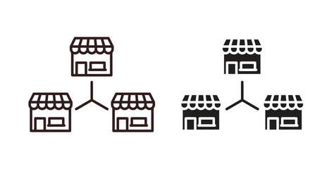 Obraz premium Franchise icons. thin line and glyph vector icons pack on white background