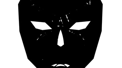 Silhouette Mask Illustration with White Eye Slits Featuring a Bold Minimal Black Face.
