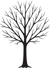 Obraz premium Isolated Bare Tree Silhouette Icons, Bare Tree Black Minimal Vector Icons, Leafless Thin Branches Minimal Winter Scene Clean Vector Design, Clean Modern App Web Design Icons