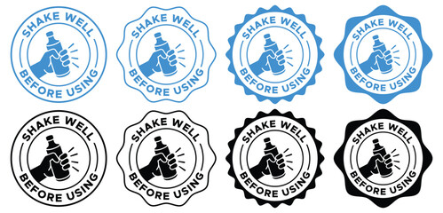 Shake Well Before Using Circular Stamp - Round Product Instruction Seal