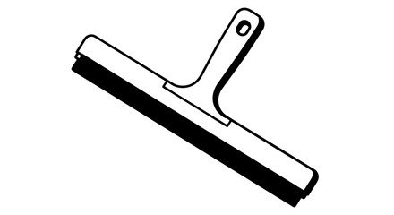 Flat window squeegee with handle used for cleaning glass surfaces.