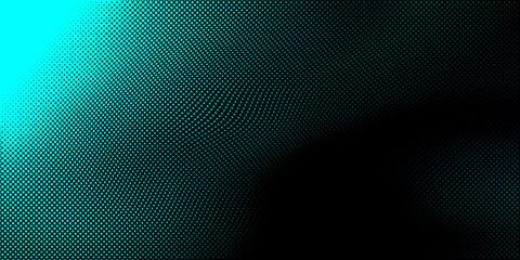 Obraz premium Abstract Halftone Gradient: Turquoise Dots on Black Background