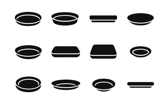 Round tiny saucer modern pot plate vector block bar icon slab dish