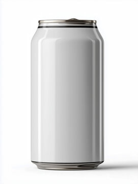 Blank white aluminum can for composite on a white background.