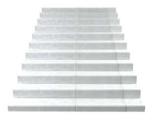 Pristine white marble stairs ascending to an unseen destination