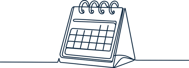 Continuous line drawing of a desk calendar icon for time management and planning Vector, illustration