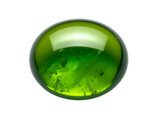 Shiny green glass sphere with fractured inclusions