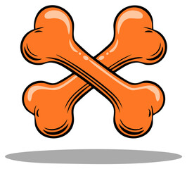 Fototapeta premium Orange Cartoon Bones Crossbones for Halloween Party or Pet Treat Illustration Isolated