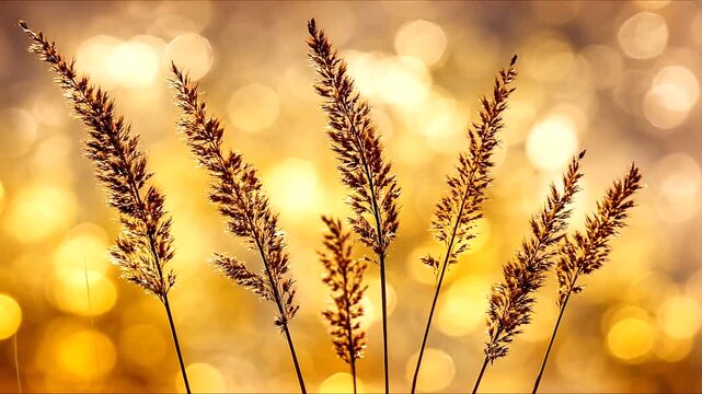 Golden wheat stalks against a soft bokeh background create a warm and inviting scene.